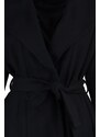 Trendyol Curve Black Belted Wide Collar Oversize Cashmere Coat