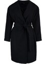 Trendyol Curve Black Belted Wide Collar Oversize Cashmere Coat