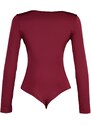 Trendyol Burgundy Zip Detailed V-Neck Body