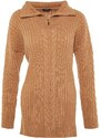Trendyol Camel Thessaloniki Pletený pletený svetr na zip