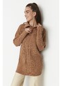 Trendyol Camel Thessaloniki Pletený pletený svetr na zip