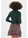 Trendyol Emerald Green Fitted Turtleneck Finger Detailed Ribbed Elastic Knitted Blouse