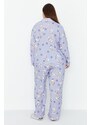 Trendyol Curve Lilac Rabbit Printed Woven Pajama Set