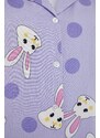 Trendyol Curve Lilac Rabbit Printed Woven Pajama Set