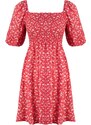 Trendyol Red Floral Skater/Waist Opening Guiped Viscose Mini Woven Dress