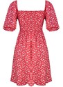 Trendyol Red Floral Skater/Waist Opening Guiped Viscose Mini Woven Dress