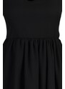 Trendyol černé mini lemované šifonové tkané šaty