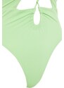 Trendyol zelené hluboké plavky s hlubokým výstřihem do V s vysokým nohavičním výstřihem