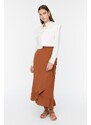 Trendyol Brown, Wrapped Ruffle Knitted Skirt