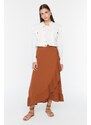 Trendyol Brown, Wrapped Ruffle Knitted Skirt