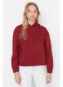 Trendyol Claret Red Regular/Normal Pattern Basic Hooded Thick Inside Fleece Knitted Sweatshirt