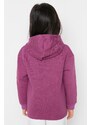 Trendyol Girls Purple Hooded Printed Knitted Sweatshirt