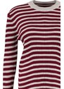 Trendyol Curve Burgundy Striped Crew Neck Pletený svetr