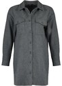 Trendyol Gray Double Pocket Detailed Winter Shirt