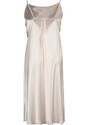 Trendyol Curve Beige Straps, Satin Woven Back Detailed Nightgown