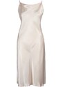 Trendyol Curve Beige Straps, Satin Woven Back Detailed Nightgown