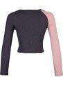 Trendyol Brown Color Block Cut Out Detailed Fitted/Skinned Ribbed Stretch Knit Blouse