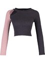 Trendyol Brown Color Block Cut Out Detailed Fitted/Skinned Ribbed Stretch Knit Blouse