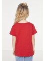 Trendyol Red Glitter Printed Girls' Knitted T-Shirt