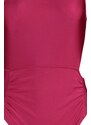 Trendyol Plum One-Shoulder Draped Regular Leg Swimsuit