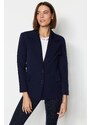 Trendyol Navy Blue Oversize Lined Woven Blazer Jacket