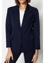 Trendyol Navy Blue Oversize Lined Woven Blazer Jacket