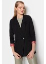 Trendyol Black Oversized Woven Lined Double Breasted Blazer with Closure