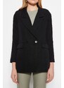 Trendyol Black Oversized Woven Lined Double Breasted Blazer with Closure