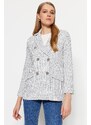 Trendyol Indigo Woven Lined Plaid Blazer Jacket