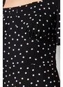 Trendyol Black Polka Dot Patterned A-Cut Midi Woven Viscose Pattern Dress