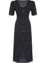 Trendyol Black Polka Dot Patterned A-Cut Midi Woven Viscose Pattern Dress