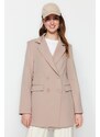Trendyol Mink Double Button Detailed Blazer with Pockets, Lined Woven Jacket