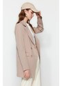 Trendyol Mink Double Button Detailed Blazer with Pockets, Lined Woven Jacket