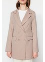 Trendyol Mink Double Button Detailed Blazer with Pockets, Lined Woven Jacket