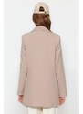 Trendyol Mink Double Button Detailed Blazer with Pockets, Lined Woven Jacket