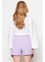 Trendyol Lilac Lace and Eyelet Detail Woven Shorts Skirt