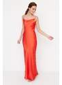 Trendyol Orange Lined Woven Satin Evening Dress