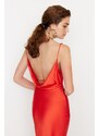 Trendyol Orange Lined Woven Satin Evening Dress