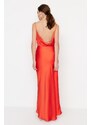 Trendyol Orange Lined Woven Satin Evening Dress