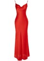 Trendyol Orange Lined Woven Satin Evening Dress