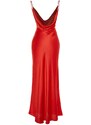 Trendyol Orange Lined Woven Satin Evening Dress