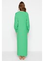 Trendyol Green Crepe Evening Dress with a Chain Waist and a Chain Belt, in a comfortable fit