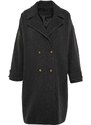 Trendyol Curve Anthracite Oversize Stamp Coat