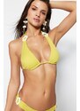 Trendyol Oil Green Triangle Tie Bikini Top