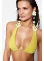 Trendyol Oil Green Triangle Tie Bikini Top