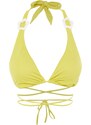 Trendyol Oil Green Triangle Tie Bikini Top