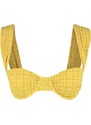 Trendyol Mustard Gingham Textured Underwire Bikini Tops