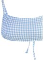 Trendyol Blue Gingham texturovaný tunelový horní díl bikin bez ramínek