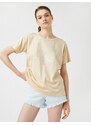 Koton Printed T-Shirt Crew Neck Short Sleeve Modal Blended