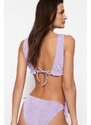 Trendyol Lilac Triangle Ruffle Glitter Bikini Top